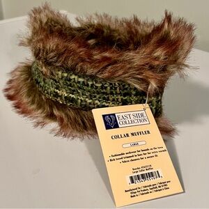 Fur Collar Muffler - Brown and Green